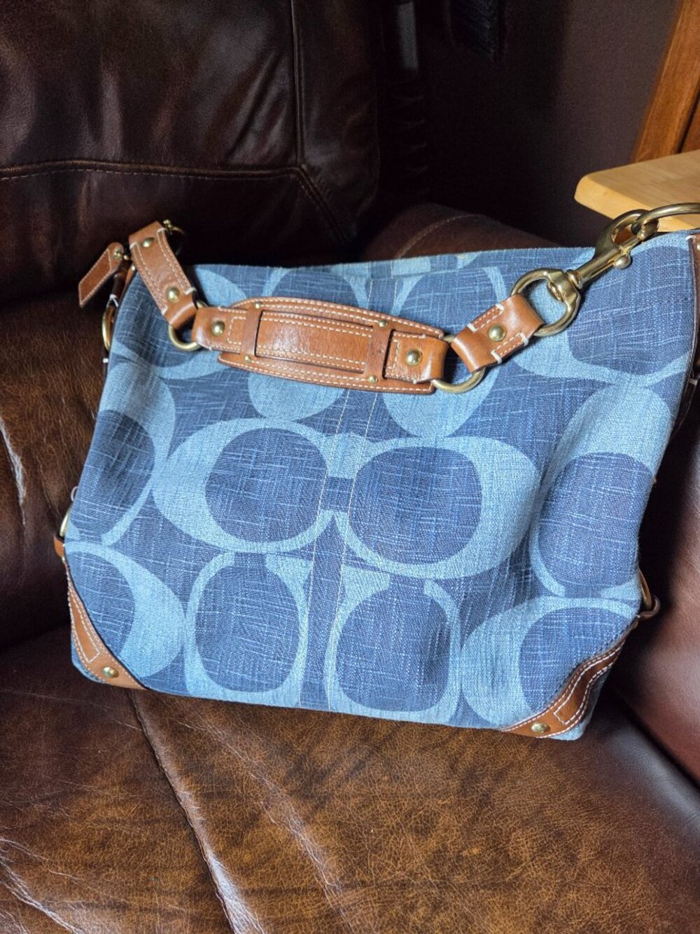 RARE Coach 10795 vintage y2k denim Carley Carly tonal blue hobo bag - Picture 7 of 15